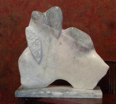 L.G. Espace fragile, marbre sur marbre, 26.5 x 27.5 x 10 cm